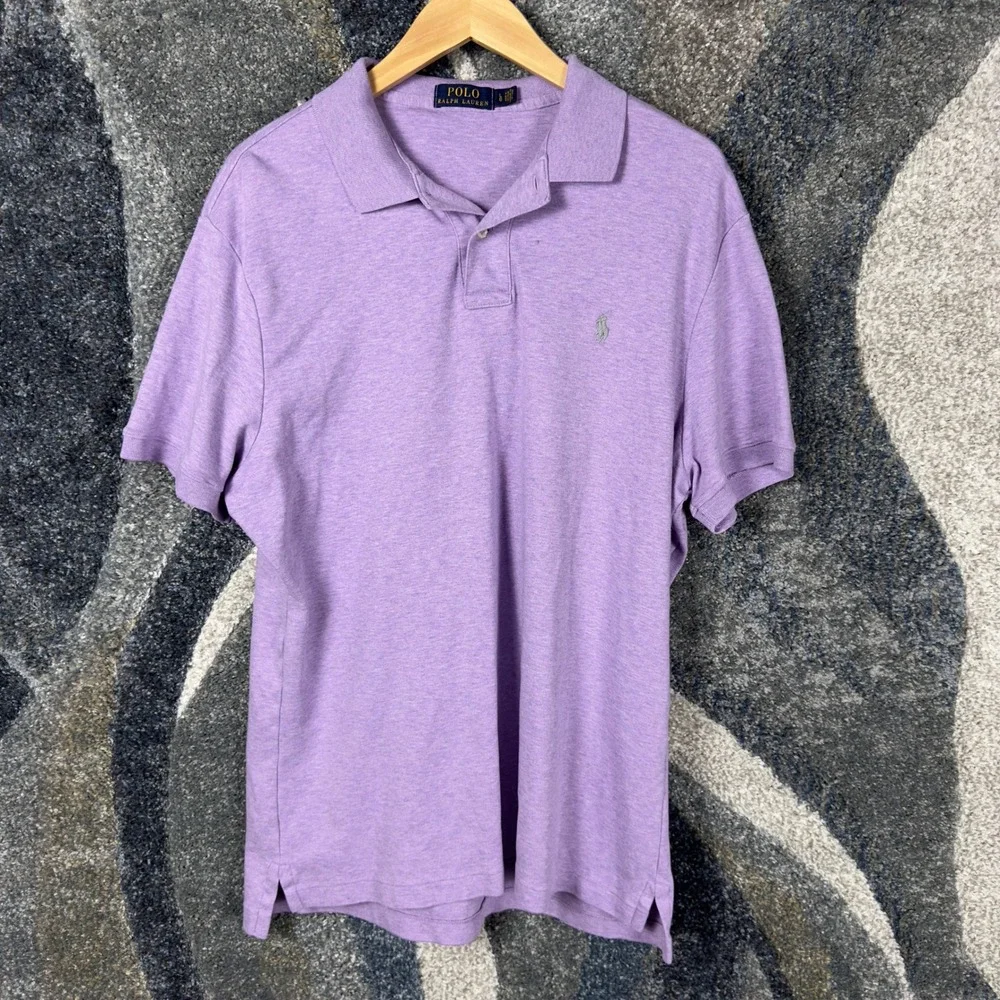 Polo Ralph Lauren Polo Shirt Mens Large Purple Excellent Short Sleeve Heathered